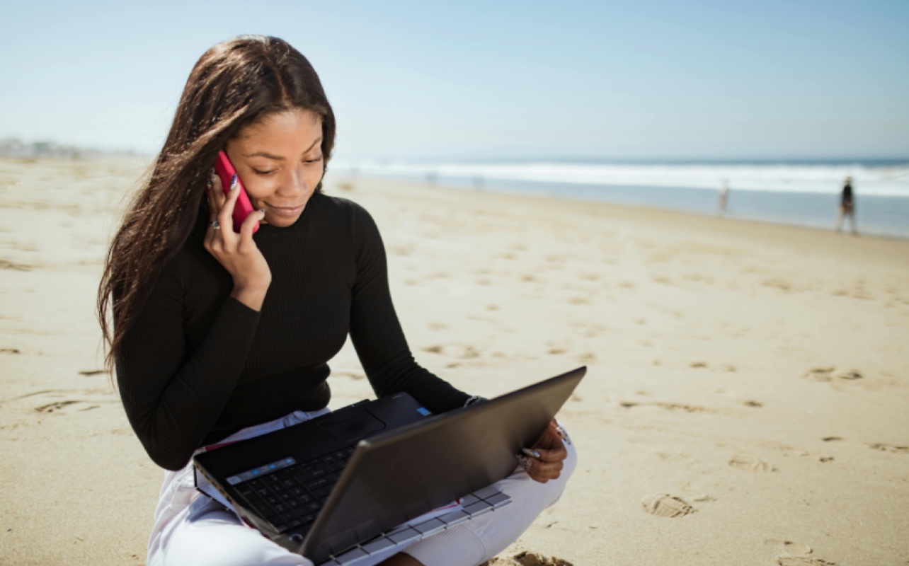 Remote Work, Work from home, laptop, beach