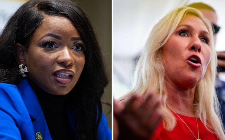 Jasmine Crockett, Marjorie Taylor Greene, Bleach blond bad built butch body