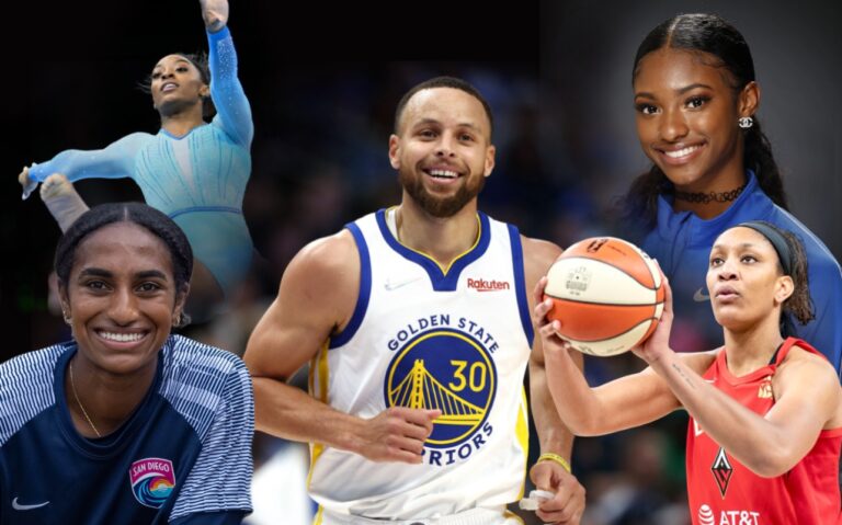Naomi Girma, Steph Curry, Simone Biles, Masai russel